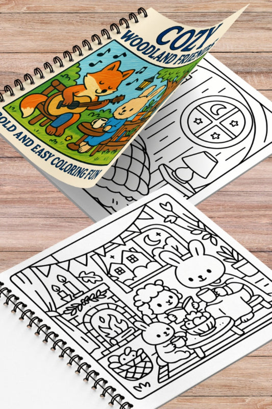 Cozy Woodland Friends Bold And Easy 20x20 Cm Büyük Boyama Kitabı, Çocuklar Ve Yetişkinlere