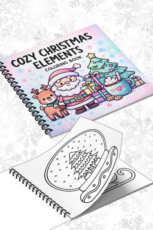 Yılbaşı Cozy Christmas Elements 20x20 Cm Büyük Boyama Kitabı, Çocuklar Ve Yetişkinler İçin