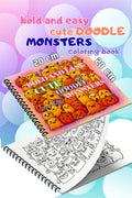 Cute Doodle Monsters Bold And Easy – 20x20 cm Büyük Boyama Kitabı, Çocuklar ve Yetişkinler İçin