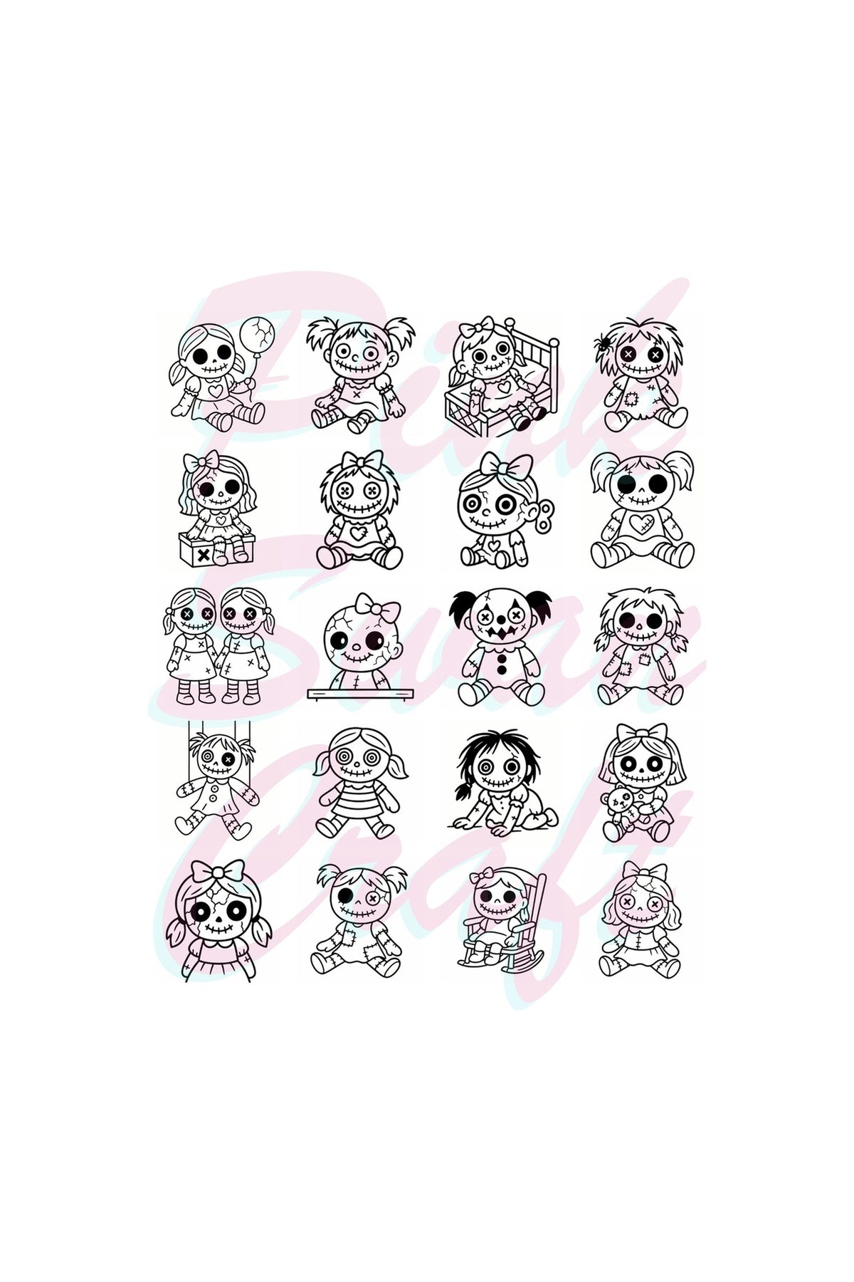 Creepy Doll Collection Bold And Easy 20x20 Cm Büyük Boyama Kitabı Çocuklar Yetişkinler