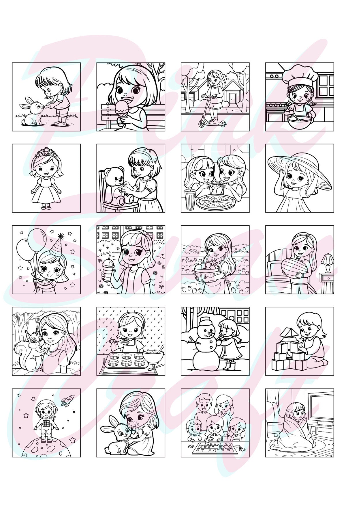 Girls Moments Bold And Easy 20 x 20 Cm Büyük Boyama Kitabı