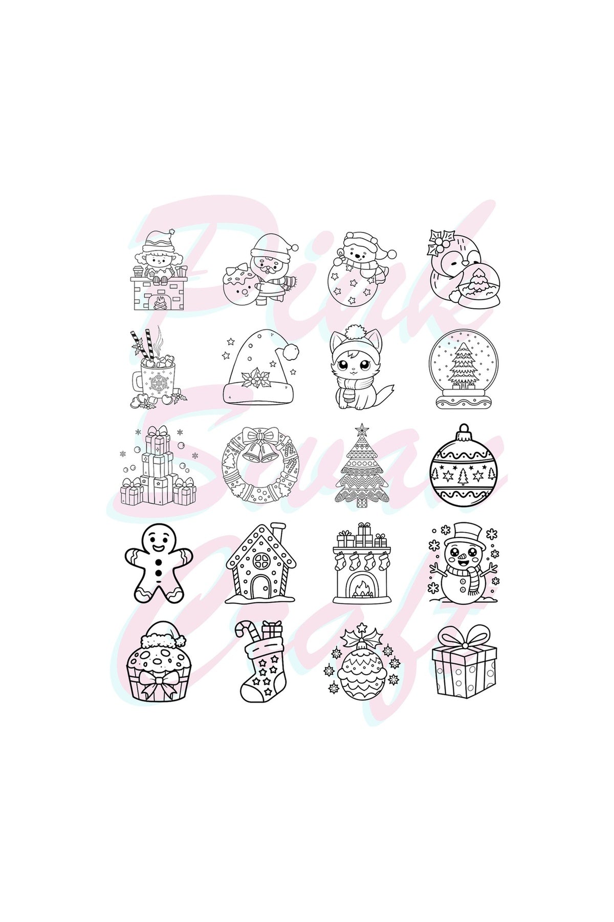 Yılbaşı Cozy Christmas Elements 20x20 Cm Büyük Boyama Kitabı, Çocuklar Ve Yetişkinler İçin
