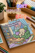 Cozy House Cats Ev Kedileri 20x20 Cm Büyük Boyama Kitabı, Çocuklar Yetişkinler