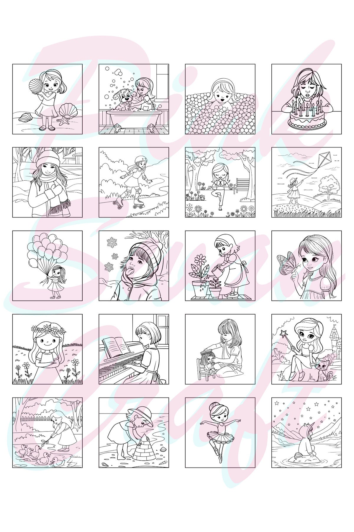 Girls Moments Bold And Easy 20 x 20 Cm Büyük Boyama Kitabı