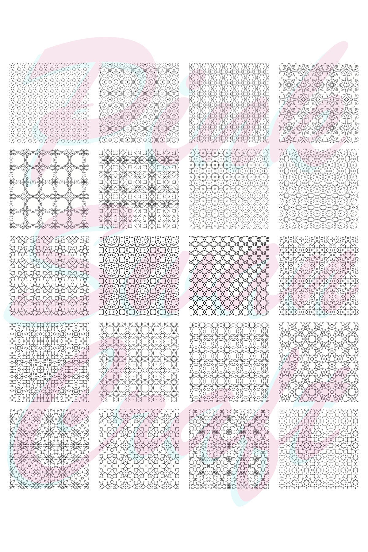 Geometrik Patternler 20 x 20 Cm Büyük Boyama Kitabı