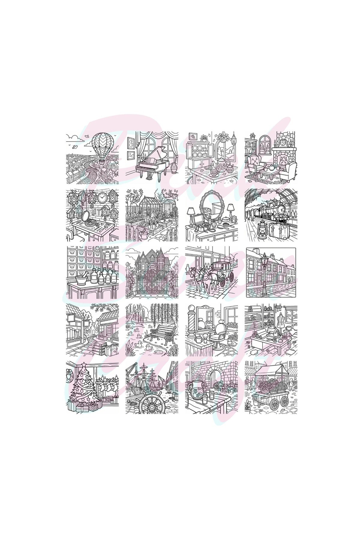 Vintage Nostalgic Victorian Life 20x20 Cm Büyük Boyama Kitabı, Çocuklar Ve Yetişkinlere