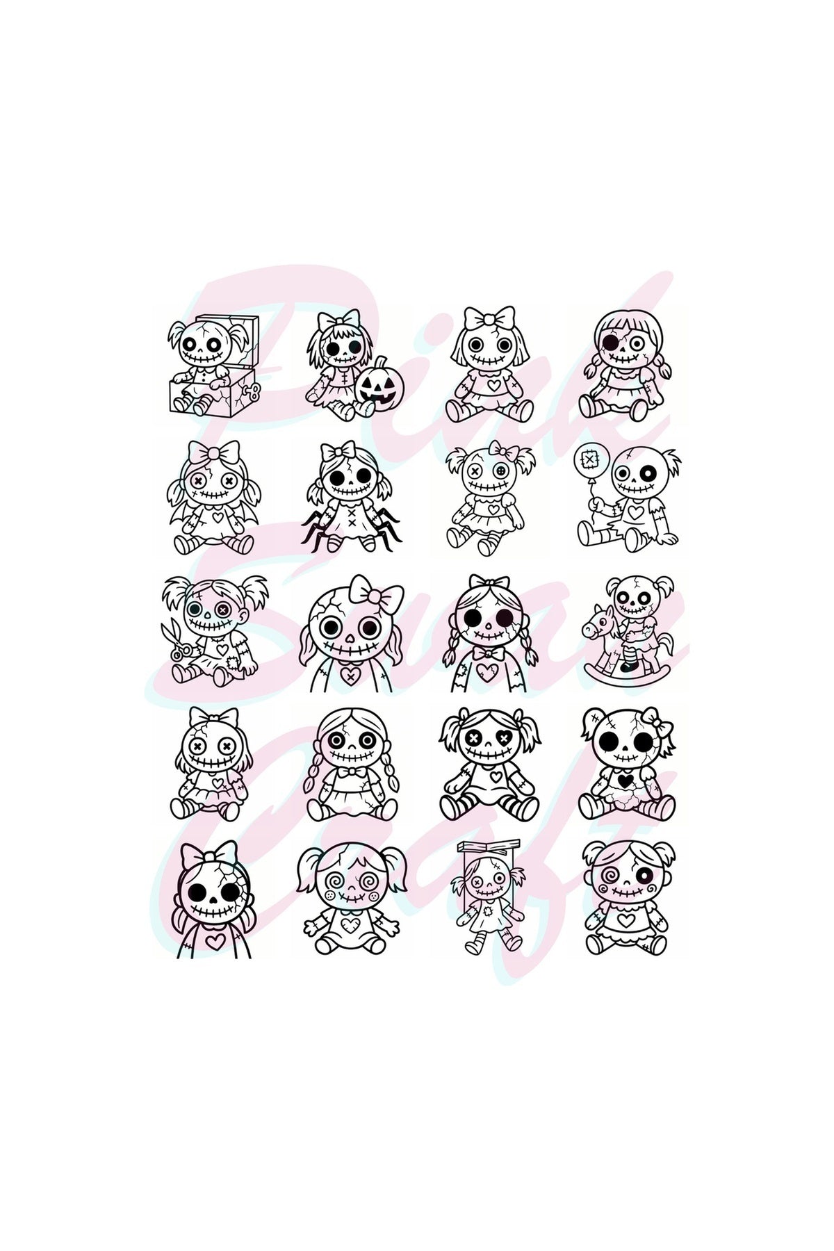 Creepy Doll Collection Bold And Easy 20x20 Cm Büyük Boyama Kitabı Çocuklar Yetişkinler