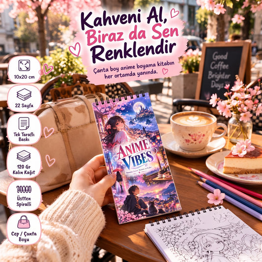 Anime Vibes Anime Boyama Kitabı 10x20 cm Cep ve Çanta Boyu