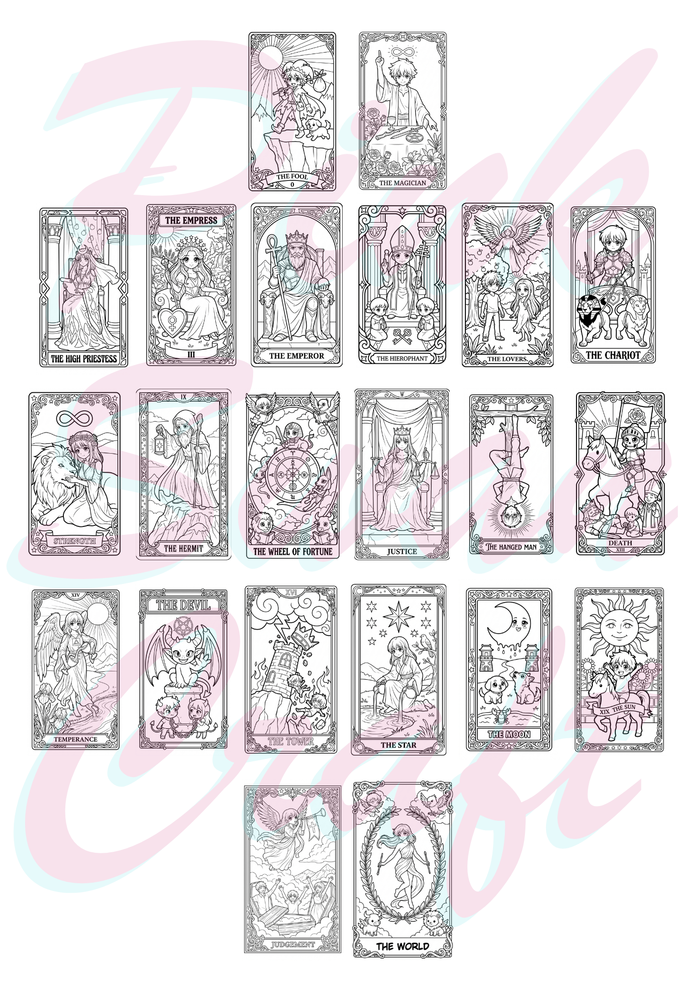 Anime Tarot: Bold & Easy Boyama Kitabı - 10x20 cm