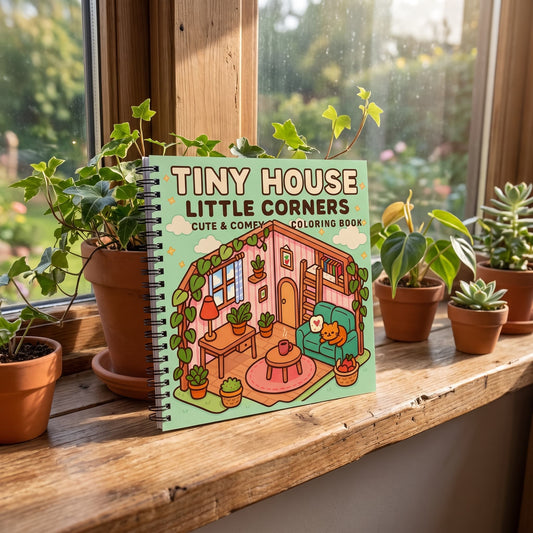 Tiny House Little İsometric Corners – 20x20 cm Büyük Boyama Kitabı, Çocuklar ve Yetişkinler