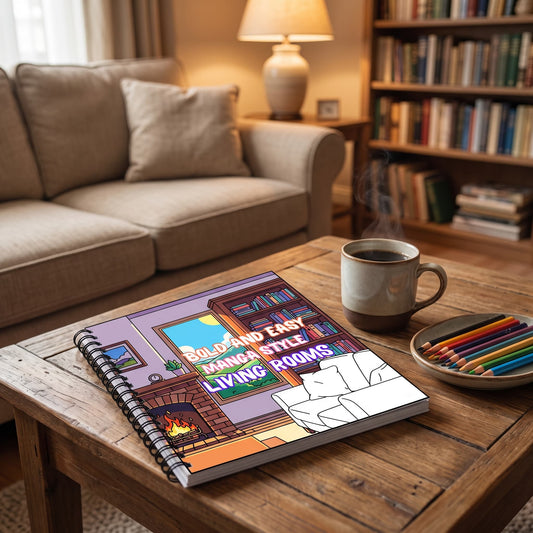 Bold And Easy Anime Style Living Rooms – 20x20 cm Büyük Boyama Kitabı, Çocuklar ve Yetişkinler İçin