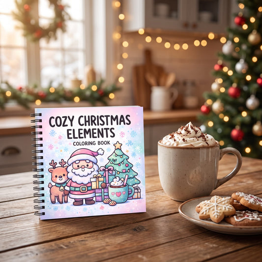 Yılbaşı Cozy Christmas Elements 20x20 Cm Büyük Boyama Kitabı, Çocuklar Ve Yetişkinler İçin