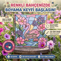 Stained Glass Vitray Flower Garden 20x20 Cm Büyük Boyama Kitabı, Çocuklar Ve Yetişkinler İçin