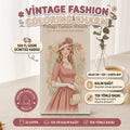 Vintage Fashion Women Cep Boy Boyama Kitabı 10x20 cm