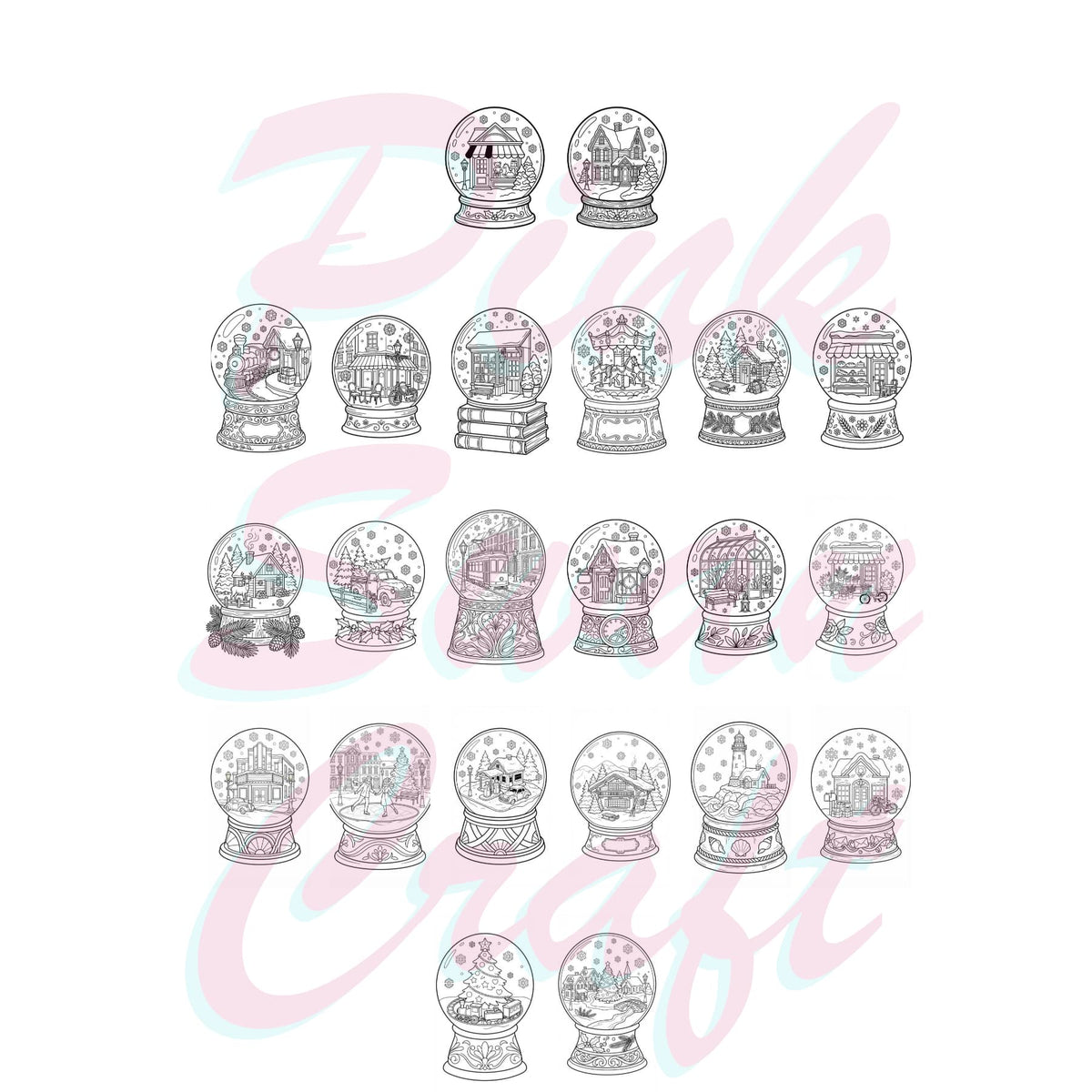 Vintage Snow Globes – Vintage Kar Küreleri 10x20 cm Cep Boy Boyama Kitabı