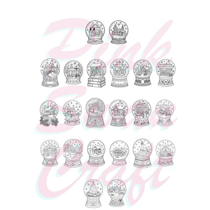 Vintage Snow Globes – Vintage Kar Küreleri 10x20 cm Cep Boy Boyama Kitabı