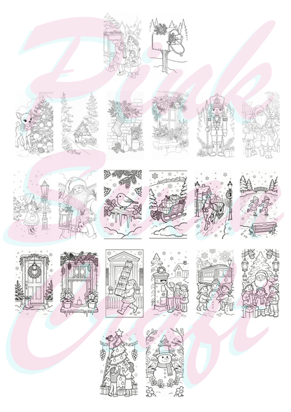 Vintage Christmas Wishes Boyama Kitabı - Çanta / Cep Boy - 10x20 cm