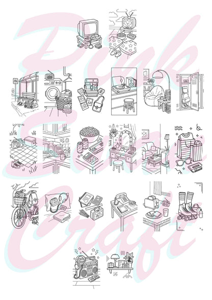 Retro 80s – Vol. 1: Everyday Life Boyama Kitabı 10x20 cm Cep / Çanta Boy