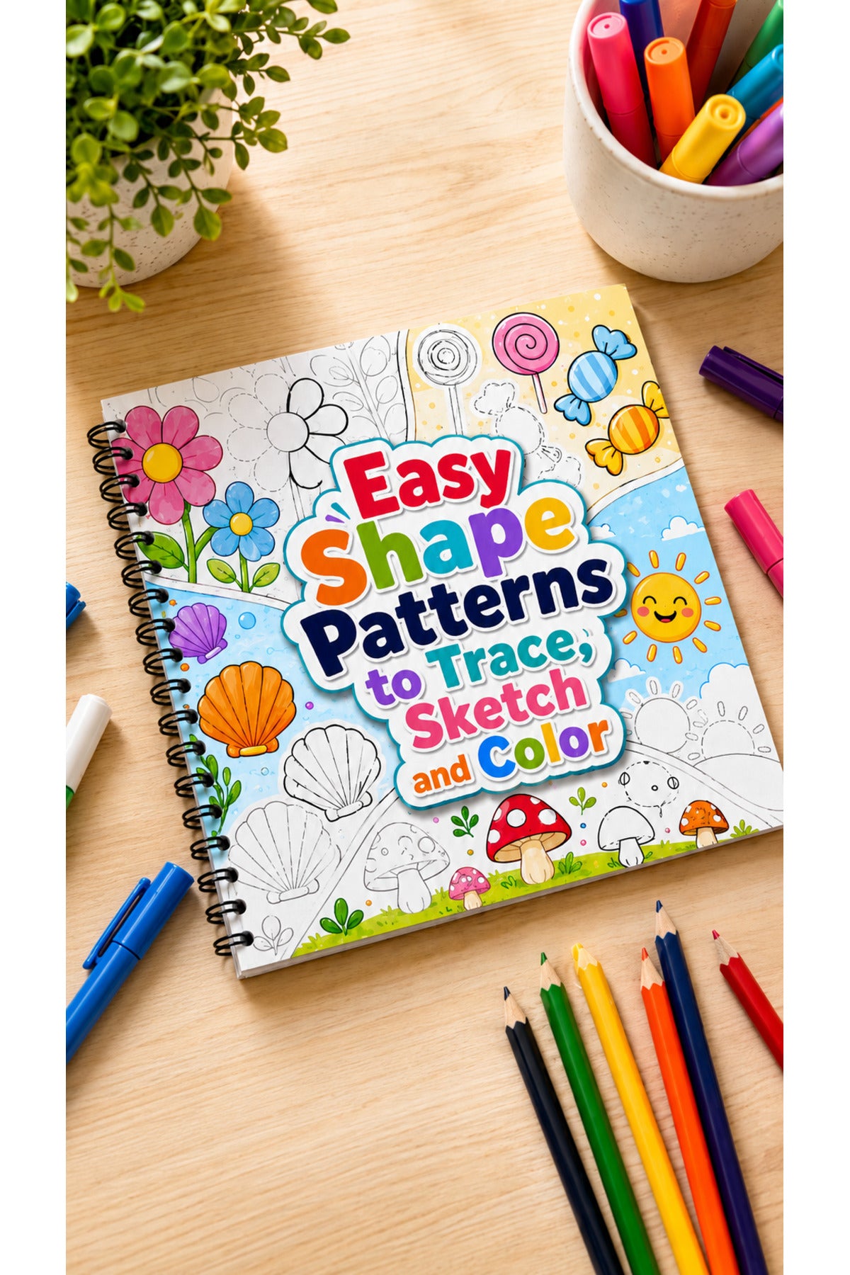 Easy Shape Patterns Trace Sketch Color Boyama Kitabı 20x20 cm 30 Görsel