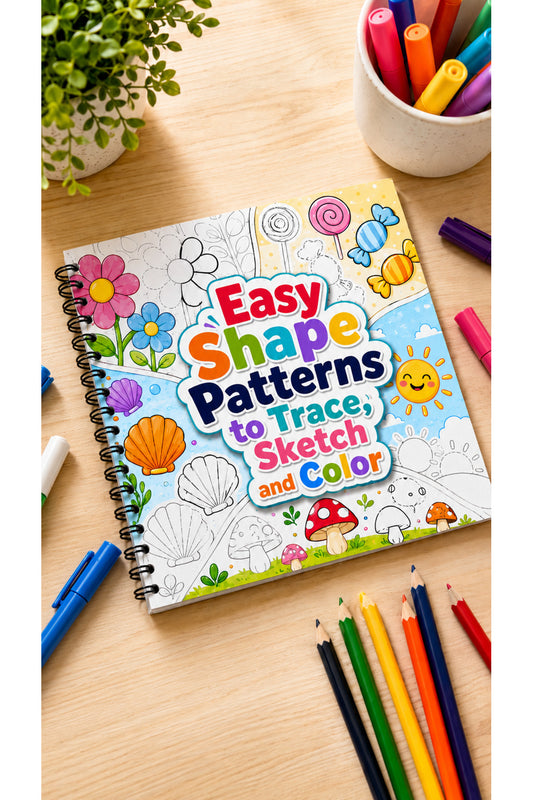 Easy Shape Patterns Trace Sketch Color Boyama Kitabı 20x20 cm 30 Görsel