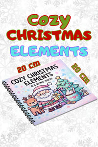 Yılbaşı Cozy Christmas Elements 20x20 Cm Büyük Boyama Kitabı, Çocuklar Ve Yetişkinler İçin