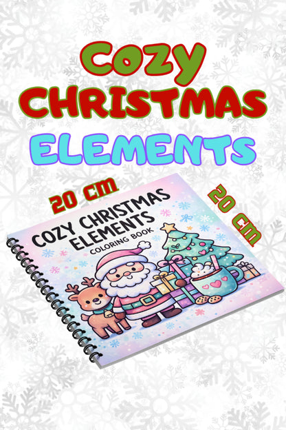 Yılbaşı Cozy Christmas Elements 20x20 Cm Büyük Boyama Kitabı, Çocuklar Ve Yetişkinler İçin