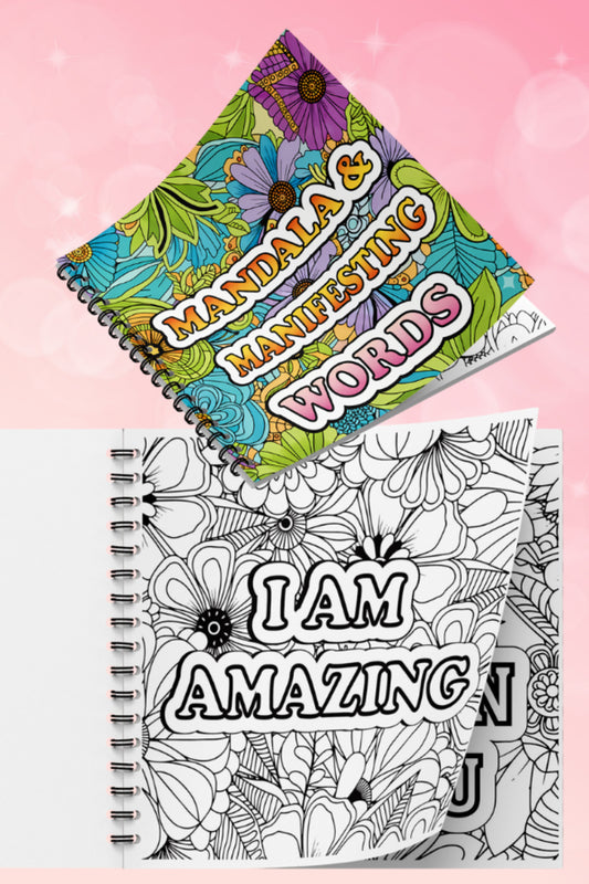 Mandala Manifest Words Bold And Easy – 20x20 cm Büyük Boyama Kitabı, Çocuklar ve Yetişkinler İçin