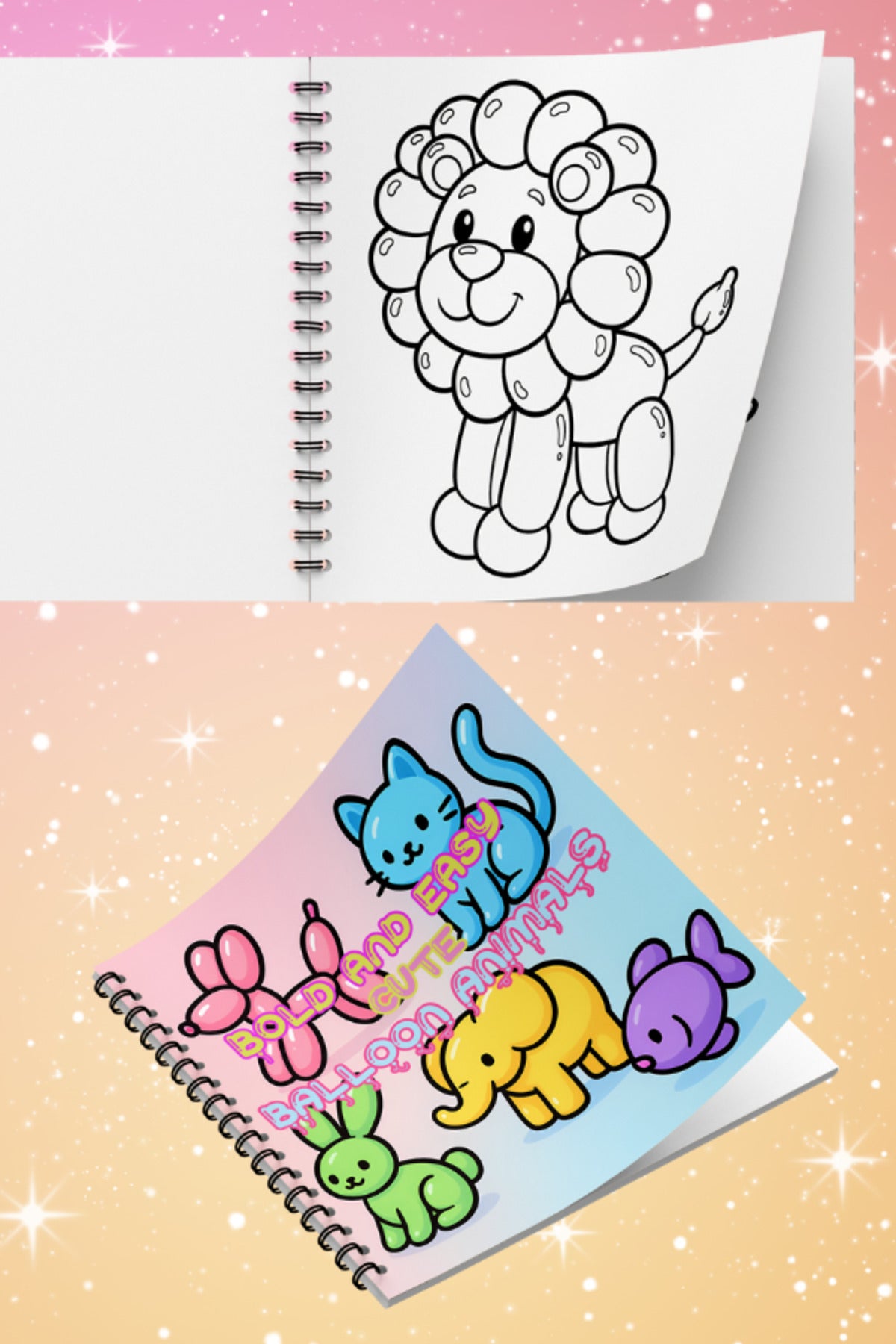 Cute Balloon Animals Bold And Easy 20x20 Cm Büyük Boyama Kitabı, Çocuklar Ve Yetişkinlere
