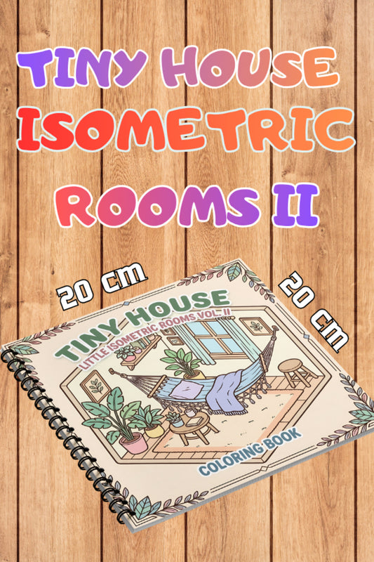 Little Tiny Isometric Rooms II – 20x20 cm Büyük Boyama Kitabı, Çocuklar ve Yetişkinler İçin