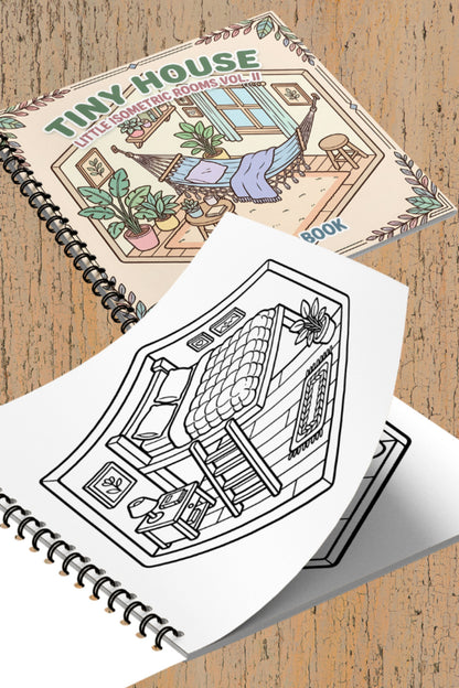 Little Tiny Isometric Rooms II – 20x20 cm Büyük Boyama Kitabı, Çocuklar ve Yetişkinler İçin