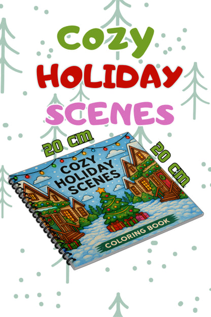 Yılbaşı Cozy Holiday Scenes Bold And Easy 20x20 Cm Büyük Boyama Kitabı, Çocuklar Yetişkinler