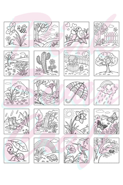 Spring (ilkbahar) Bold And Easy 20 x 20 Cm Büyük Boyama Kitabı