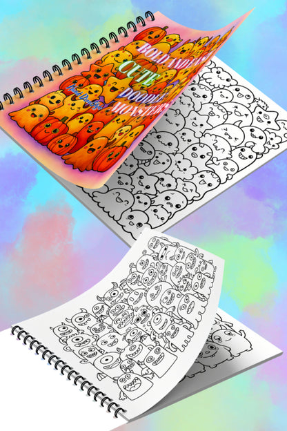 Cute Doodle Monsters Bold And Easy – 20x20 cm Büyük Boyama Kitabı, Çocuklar ve Yetişkinler İçin