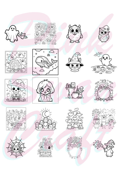 Halloween Spooky Cute And Kawaii Bold And Easy 20 x 20 Cm Büyük Boyama Kitabı