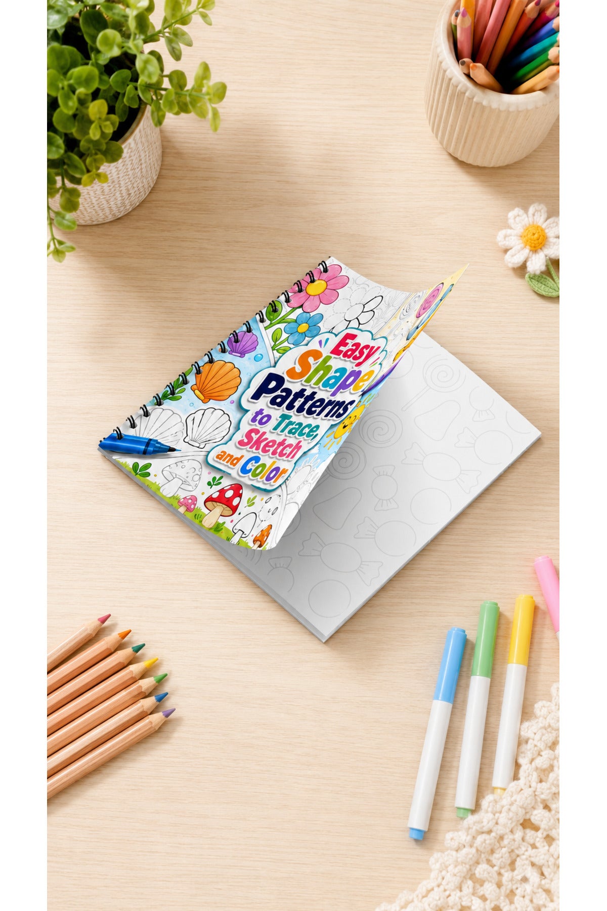 Easy Shape Patterns Trace Sketch Color Boyama Kitabı 20x20 cm 30 Görsel