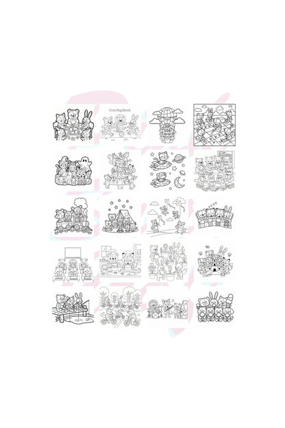 Patchwork Cute Animals Bold And Easy 20x20 Cm Büyük Boyama Kitabı, Çocuklar Ve Yetişkinlere