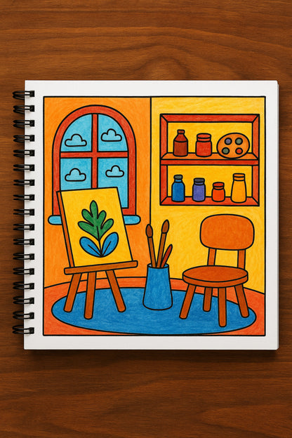Cozy Spaces Bold And Easy – 20x20 cm Büyük Boyama Kitabı, Çocuklar ve Yetişkinler İçin