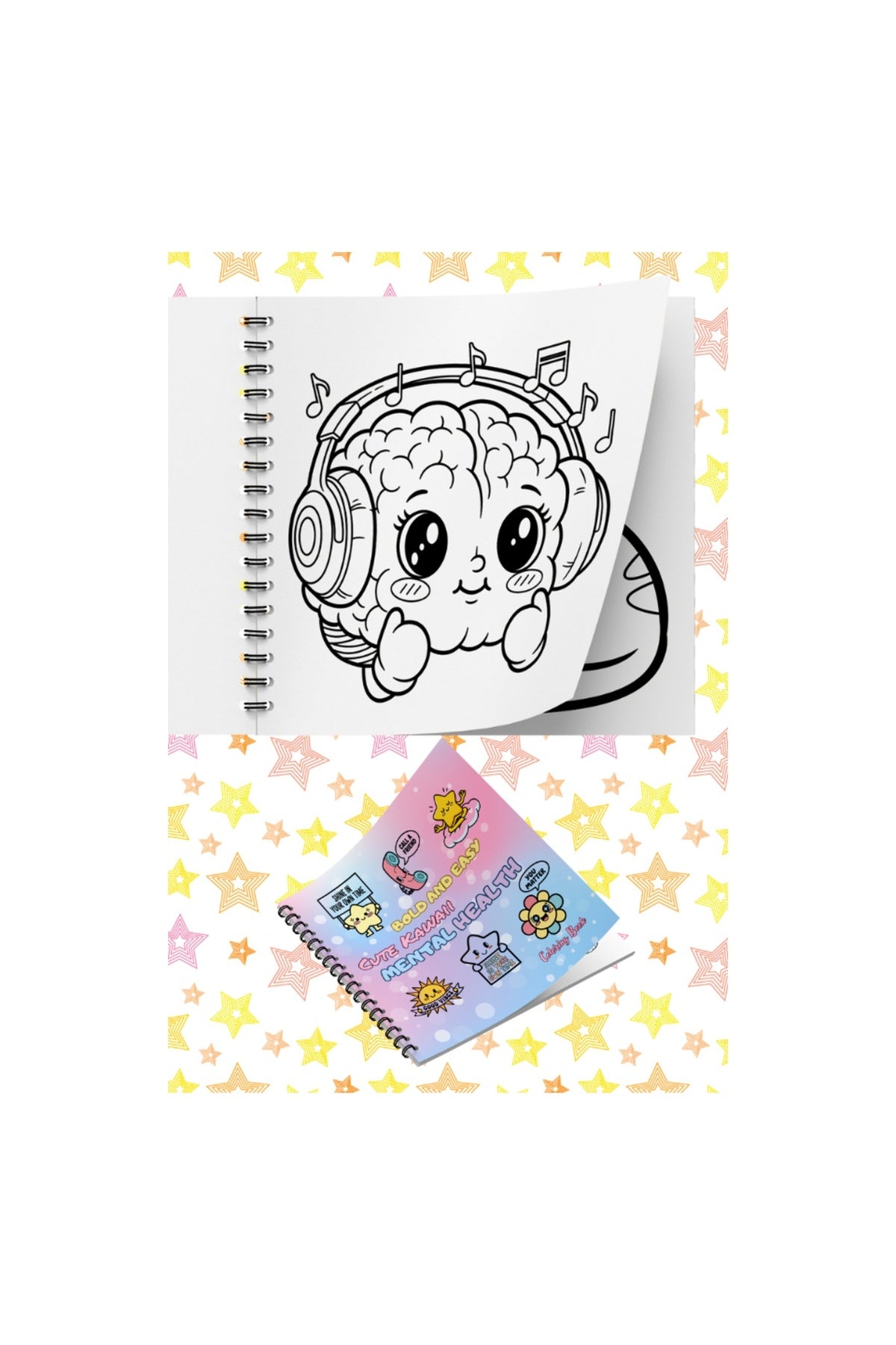 Cute Kawaii Mental Health Bold And Easy - 20x20 Büyük Boyama Kitabı, Çocuklar Ve Yetişkinler