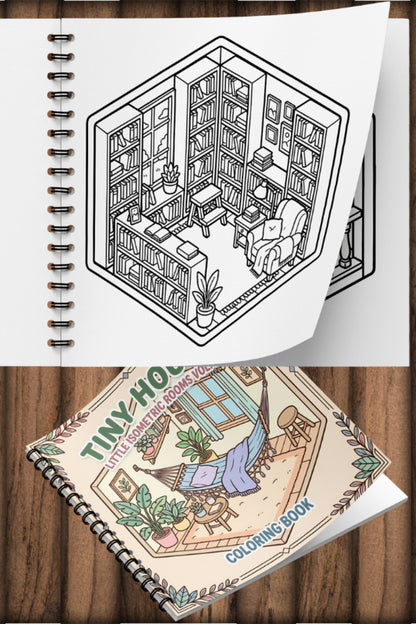 Little Tiny Isometric Rooms II – 20x20 cm Büyük Boyama Kitabı, Çocuklar ve Yetişkinler İçin