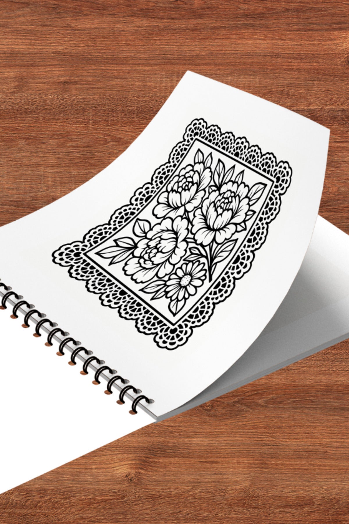 Vintage Dantel Ve Çiçekler Bold And Easy 20x20 cm Büyük Boyama Kitabı Çocuklar Yetişkinler