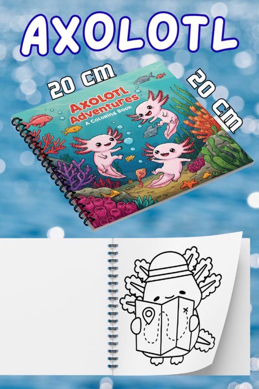 Cozy Axolotls (Aksolotlar) Bold And Easy 20 x 20 Cm Büyük Boyama Kitabı