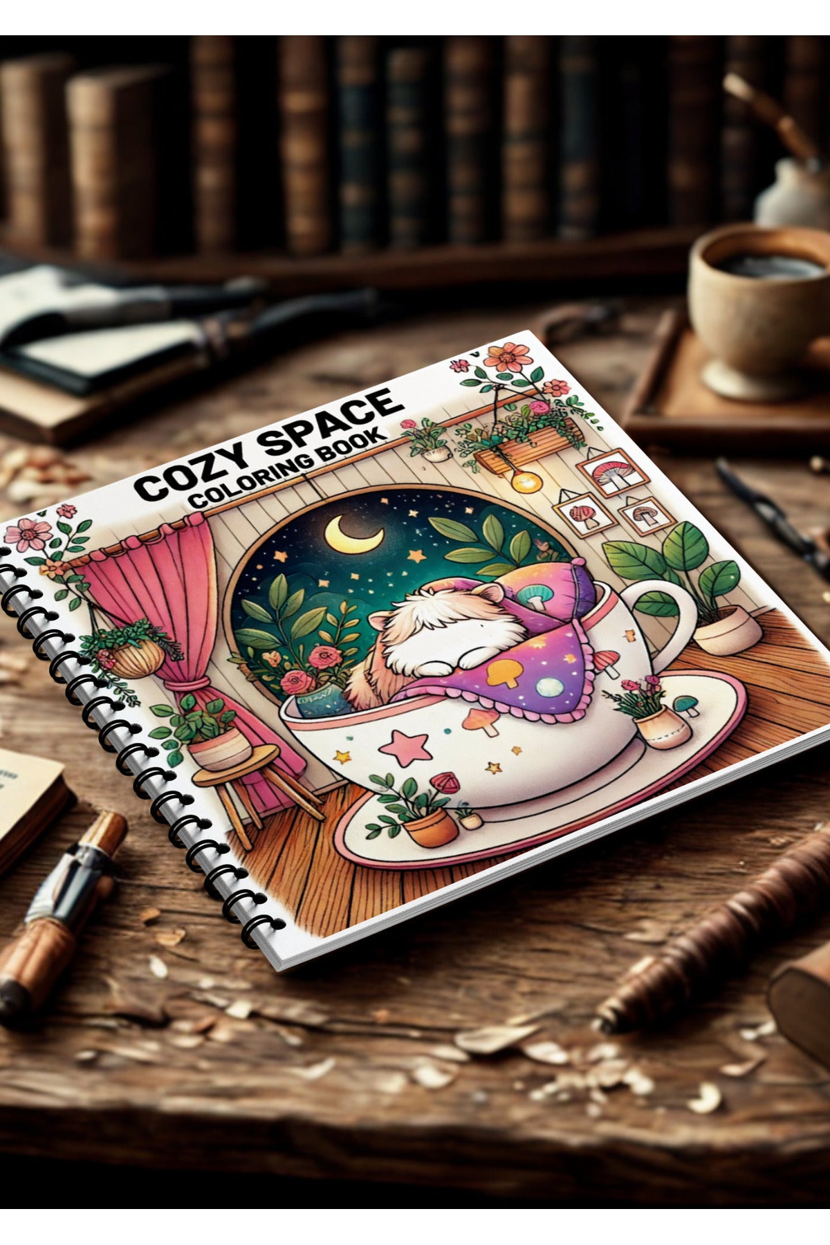Cozy Spaces Bold And Easy – 20x20 cm Büyük Boyama Kitabı, Çocuklar ve Yetişkinler İçin
