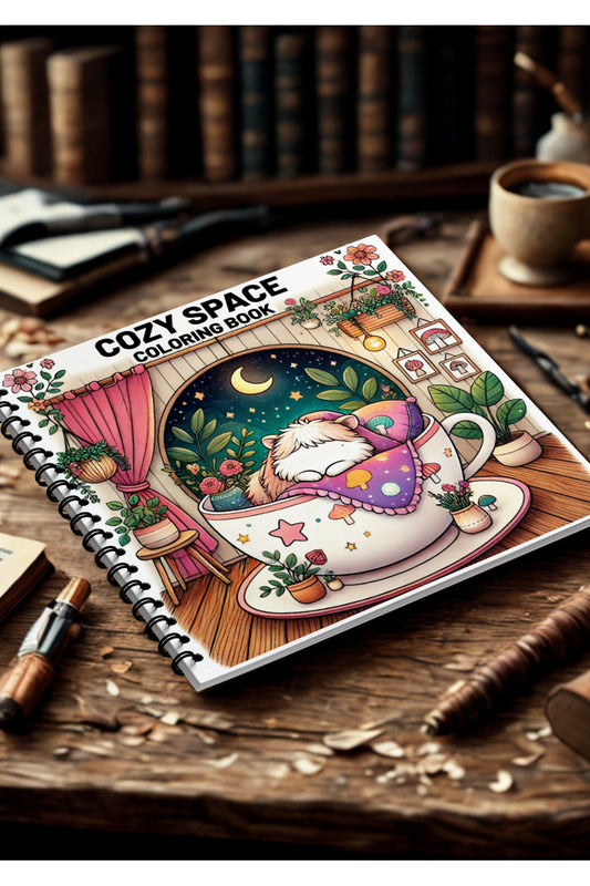 Cozy Spaces Bold And Easy – 20x20 cm Büyük Boyama Kitabı, Çocuklar ve Yetişkinler İçin