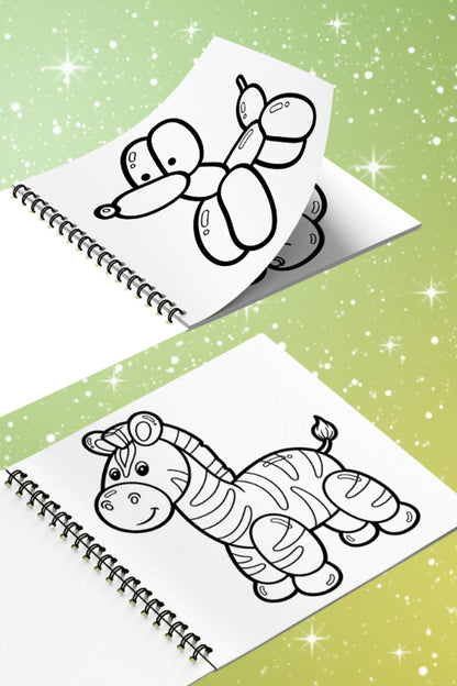 Cute Balloon Animals Bold And Easy 20x20 Cm Büyük Boyama Kitabı, Çocuklar Ve Yetişkinlere