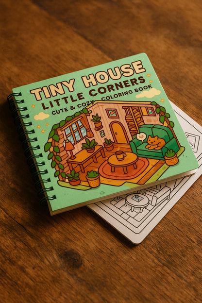 Tiny House Little İsometric Corners – 20x20 cm Büyük Boyama Kitabı, Çocuklar ve Yetişkinler