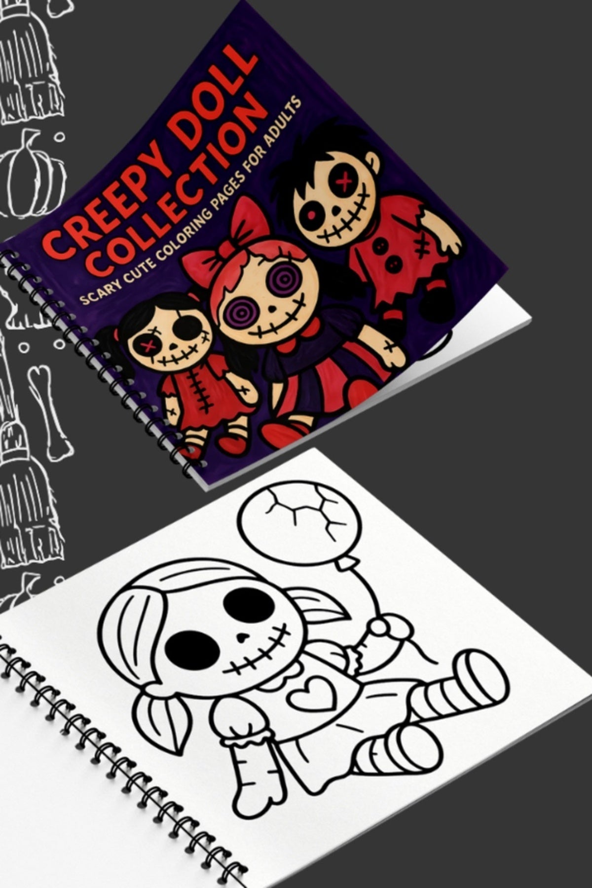 Creepy Doll Collection Bold And Easy 20x20 Cm Büyük Boyama Kitabı Çocuklar Yetişkinler