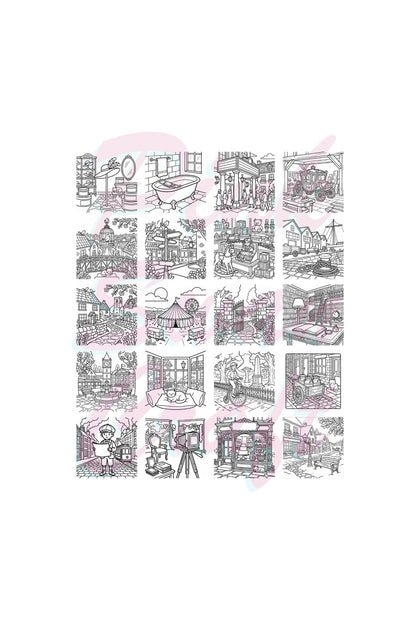 Vintage Nostalgic Victorian Life 20x20 Cm Büyük Boyama Kitabı, Çocuklar Ve Yetişkinlere