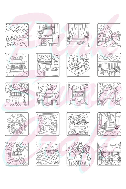 Cozy Spaces Bold And Easy – 20x20 cm Büyük Boyama Kitabı, Çocuklar ve Yetişkinler İçin