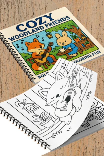 Cozy Woodland Friends Bold And Easy 20x20 Cm Büyük Boyama Kitabı, Çocuklar Ve Yetişkinlere
