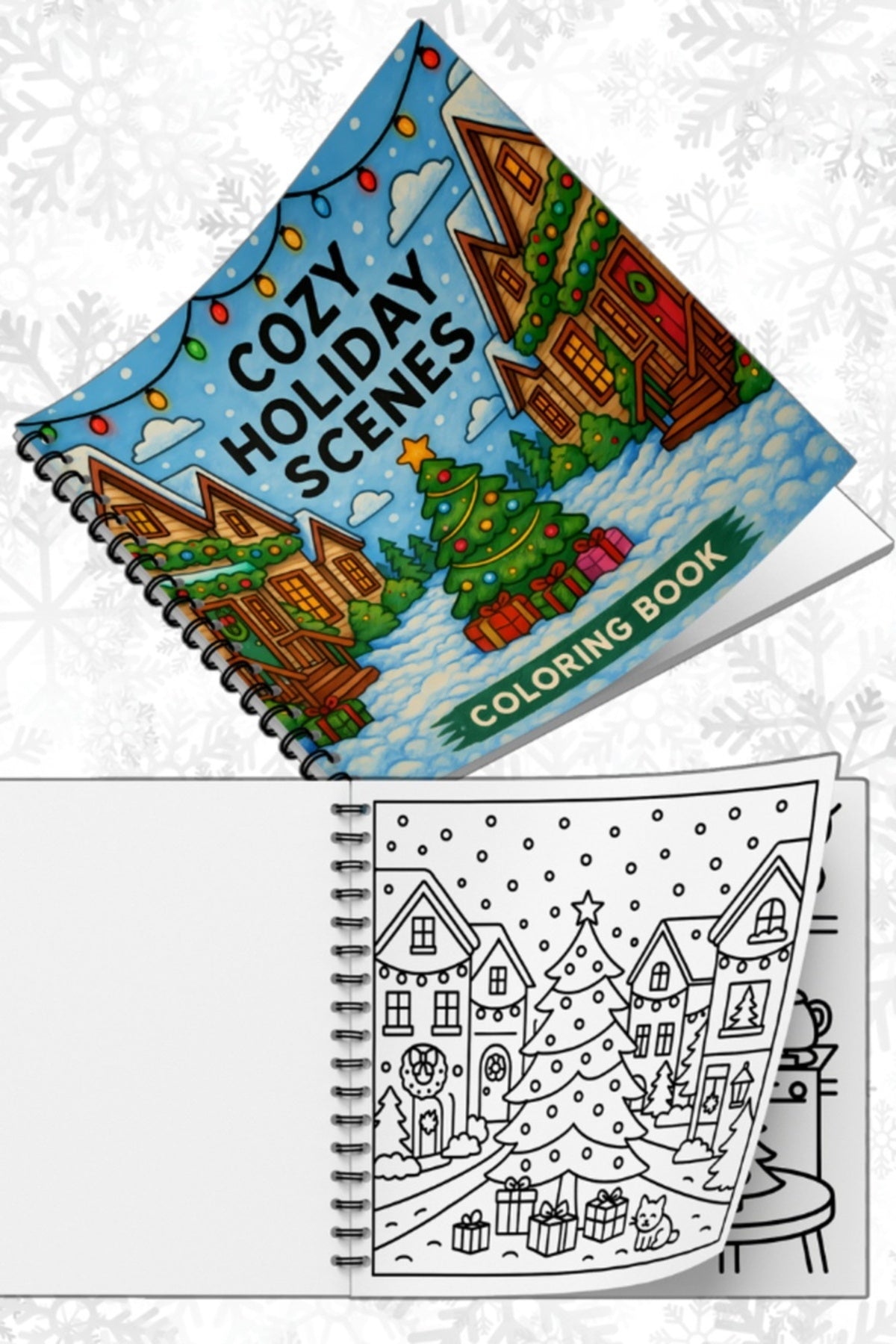 Yılbaşı Cozy Holiday Scenes Bold And Easy 20x20 Cm Büyük Boyama Kitabı, Çocuklar Yetişkinler